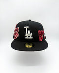 Black Custom Pearl & Floral LA Dodgers New Era Fitted Hat 1/1