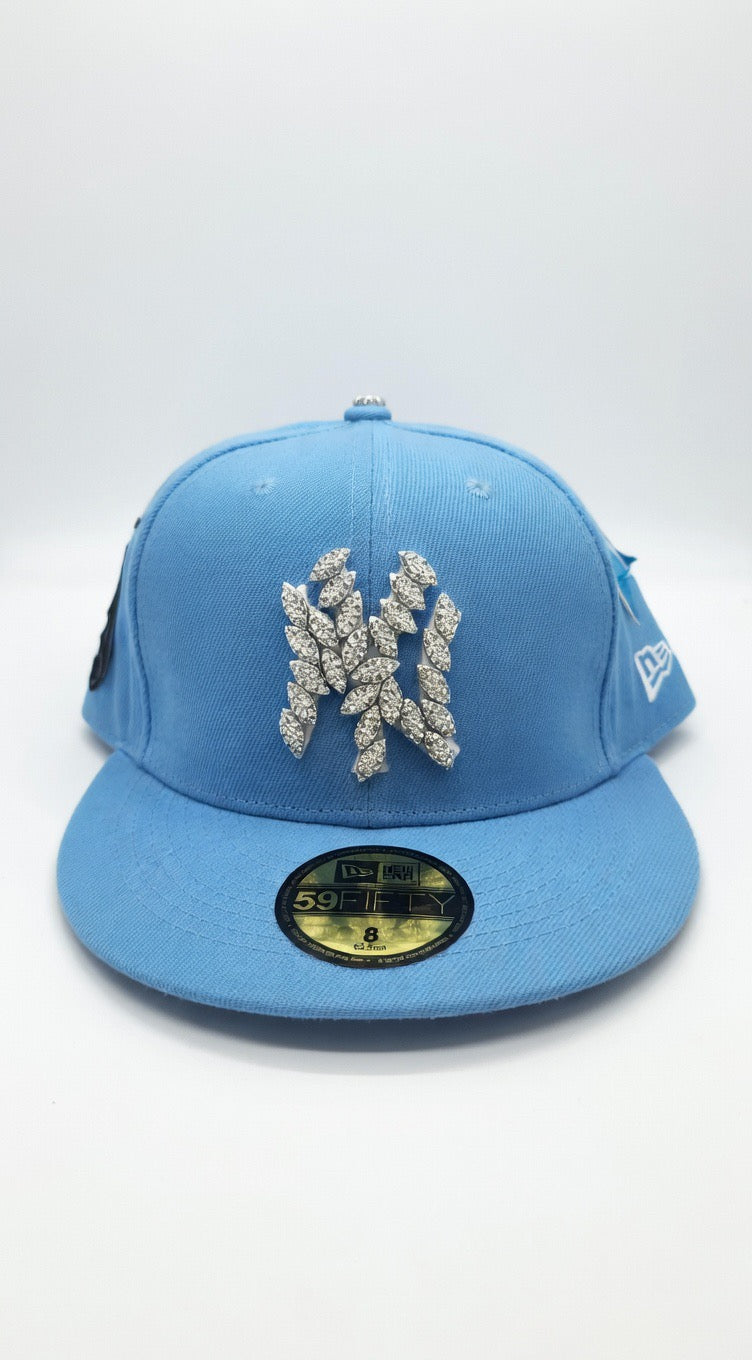Baby Blue NY Yankees Heart Eyes 1/1 Custom New Era 59FIFTY Fitted Hat